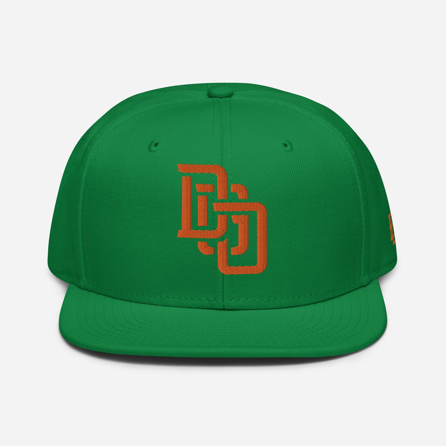 "DGO" Snapback | Otto Cap 125-978 | E Luna Brand ESSENTIAL Duocrest 2 Orange Thread Logos: Front & Left