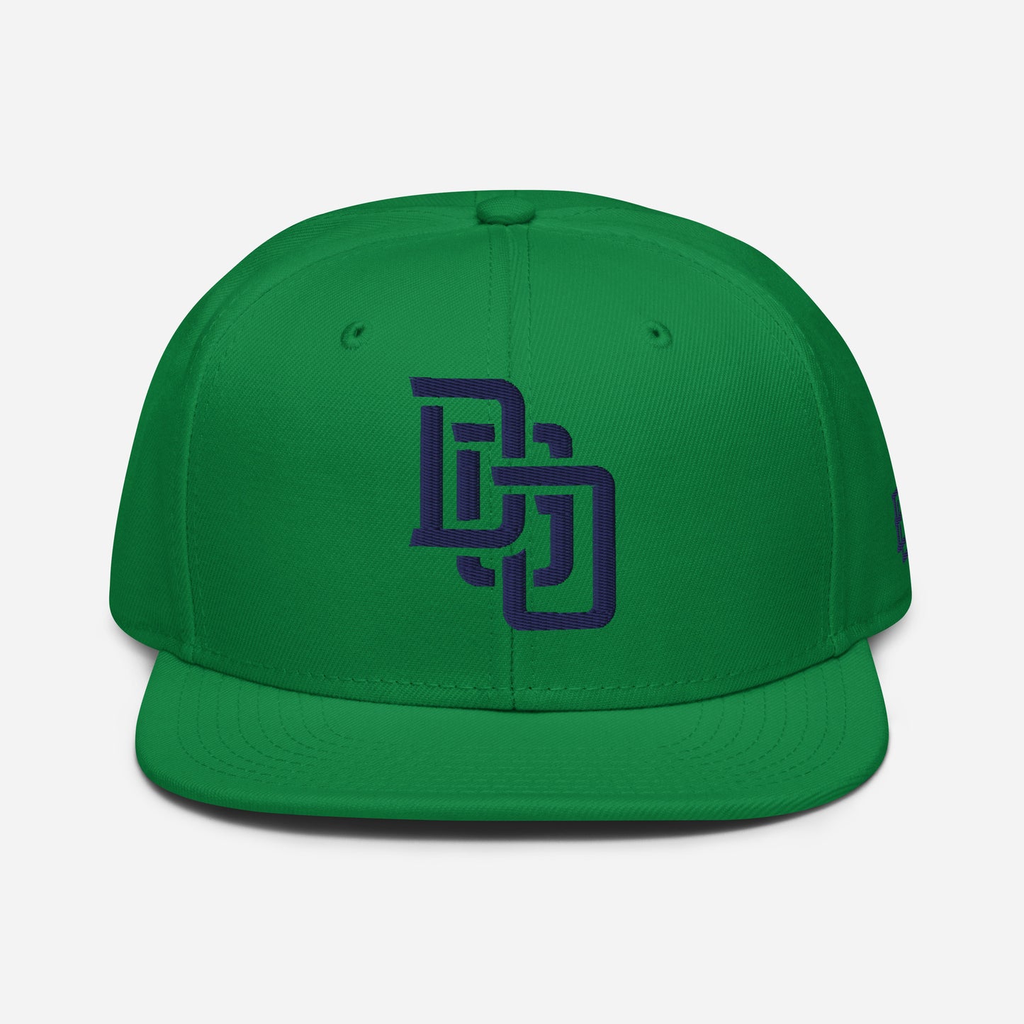 "DGO" Snapback | Otto Cap 125-978 | E Luna Brand ESSENTIAL Duocrest 2 Navy Thread Logos: Front & Left