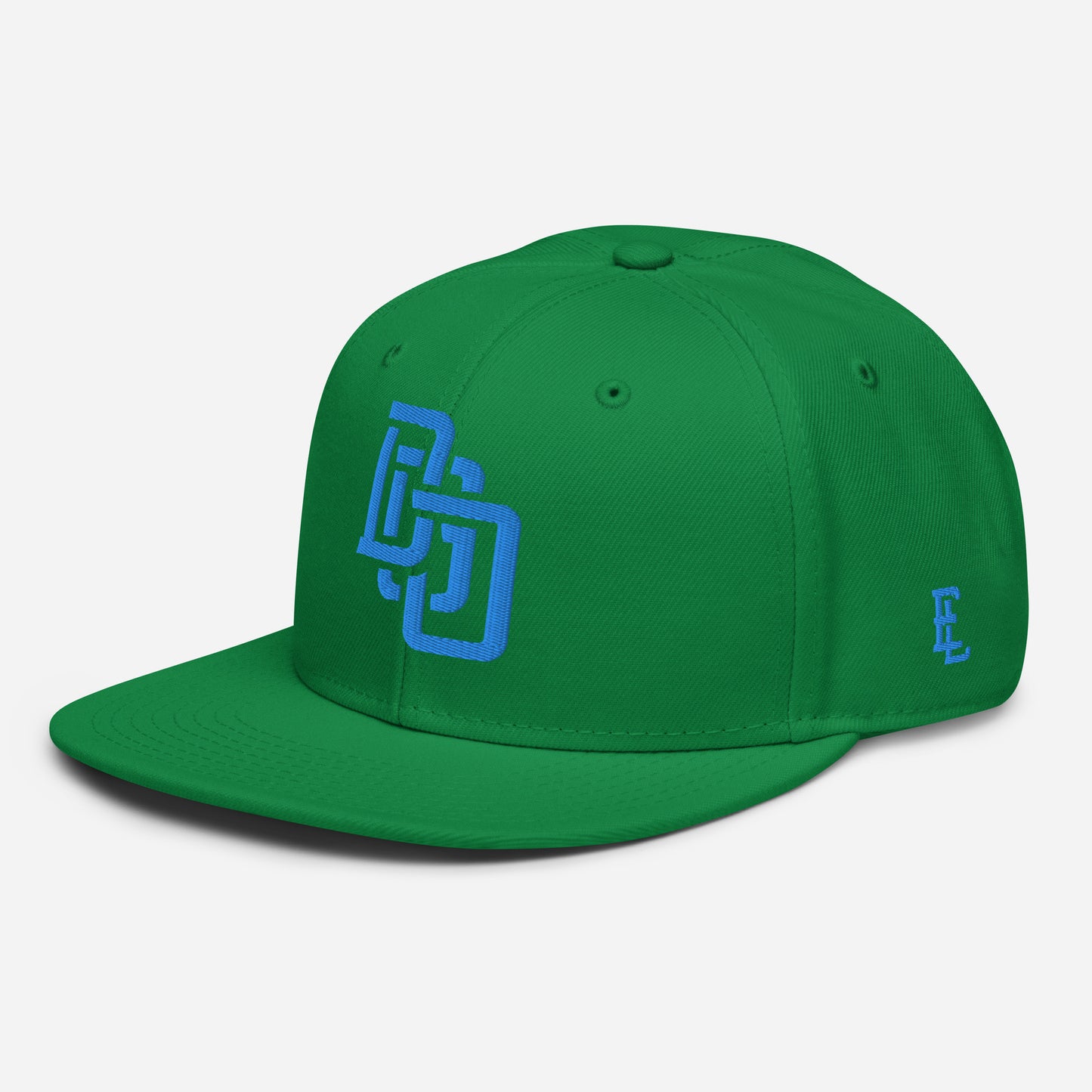"DGO" Snapback | Otto Cap 125-978 | E Luna Brand ESSENTIAL Duocrest 2 Aqua/Teal Thread Logos: Front & Left