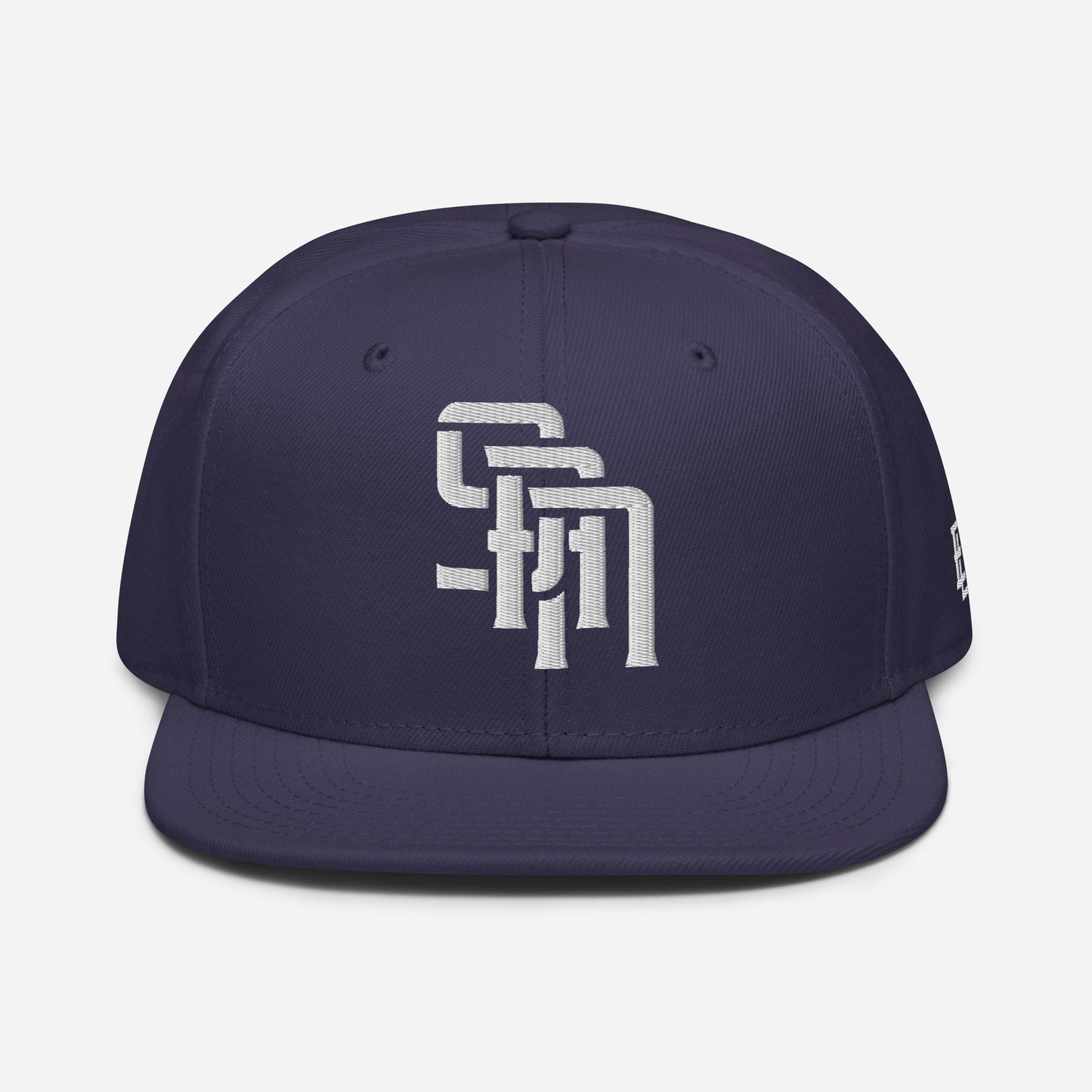 "SAN" Snapback | Otto Cap 125-978 | E Luna Brand ESSENTIAL Duocrest 2 White Thread Logos: Front & Left