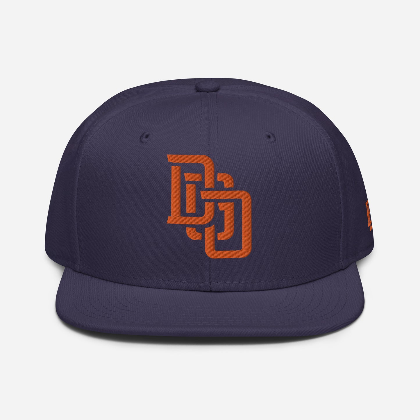 "DGO" Snapback | Otto Cap 125-978 | E Luna Brand ESSENTIAL Duocrest 2 Orange Thread Logos: Front & Left