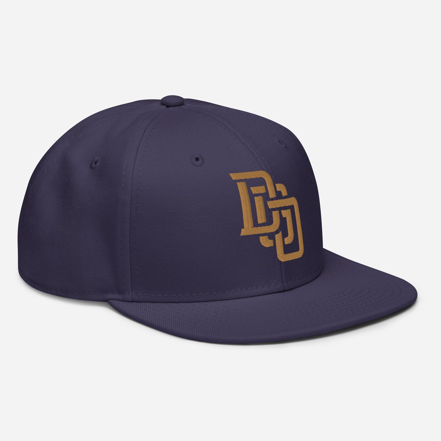 "DGO" Snapback | Otto Cap 125-978 | E Luna Brand ESSENTIAL Duocrest 2 Old Gold Thread Logos: Front & Left