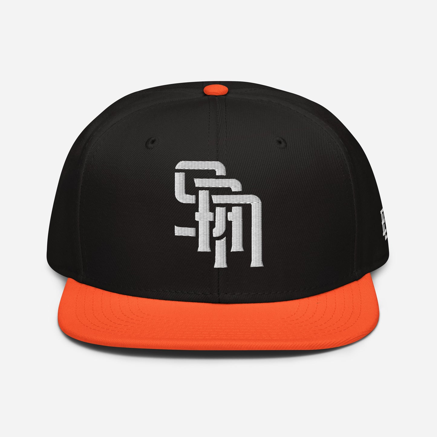 "SAN" Snapback | Otto Cap 125-978 | E Luna Brand ESSENTIAL Duocrest 2 White Thread Logos: Front & Left