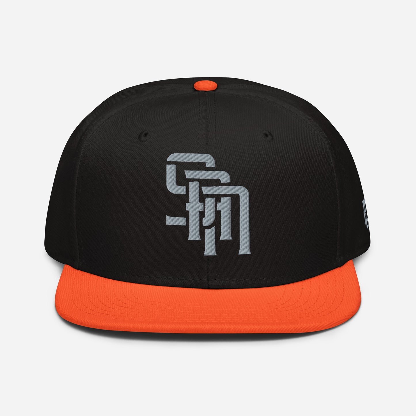 "SAN" Snapback | Otto Cap 125-978 | E Luna Brand ESSENTIAL Duocrest 2 Grey Thread Logos: Front & Left