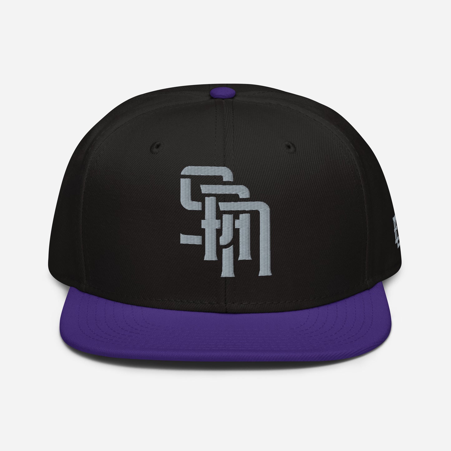 "SAN" Snapback | Otto Cap 125-978 | E Luna Brand ESSENTIAL Duocrest 2 Grey Thread Logos: Front & Left