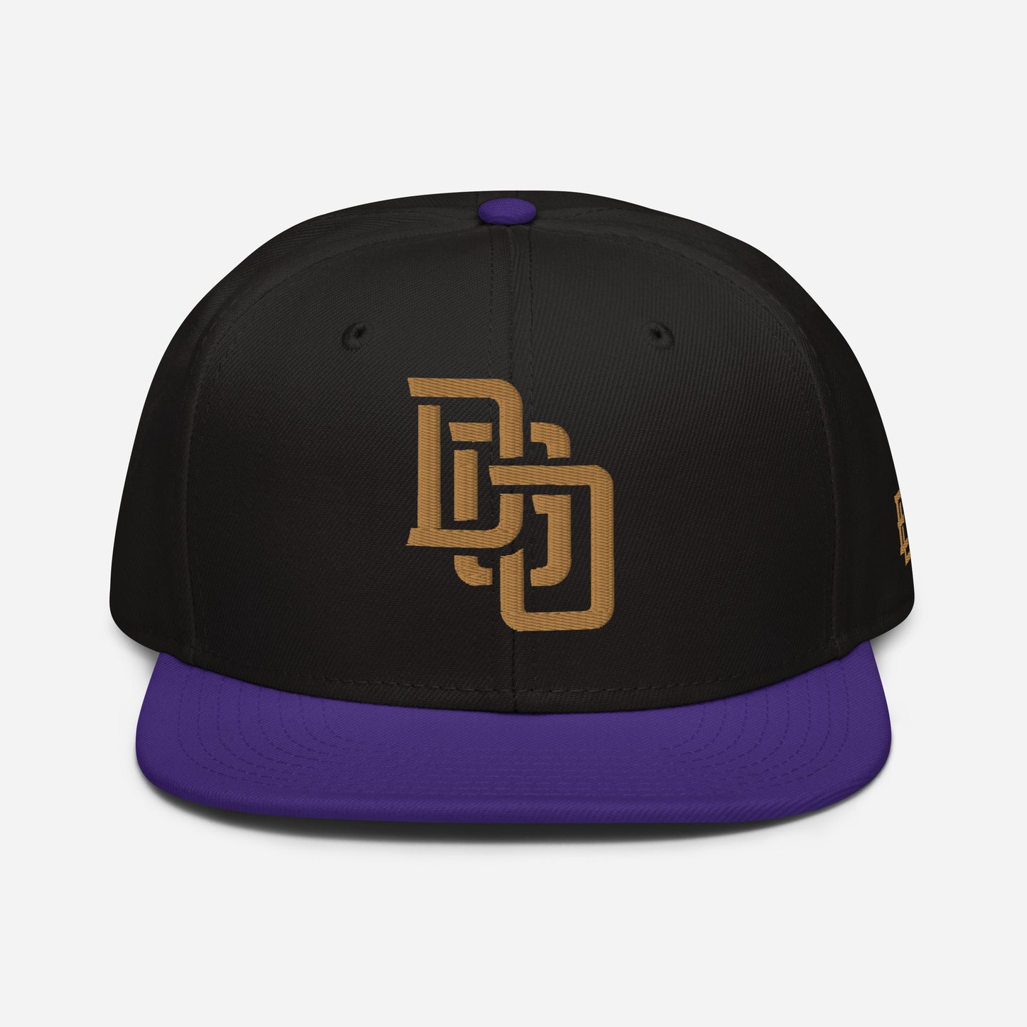 "DGO" Snapback | Otto Cap 125-978 | E Luna Brand ESSENTIAL Duocrest 2 Old Gold Thread Logos: Front & Left