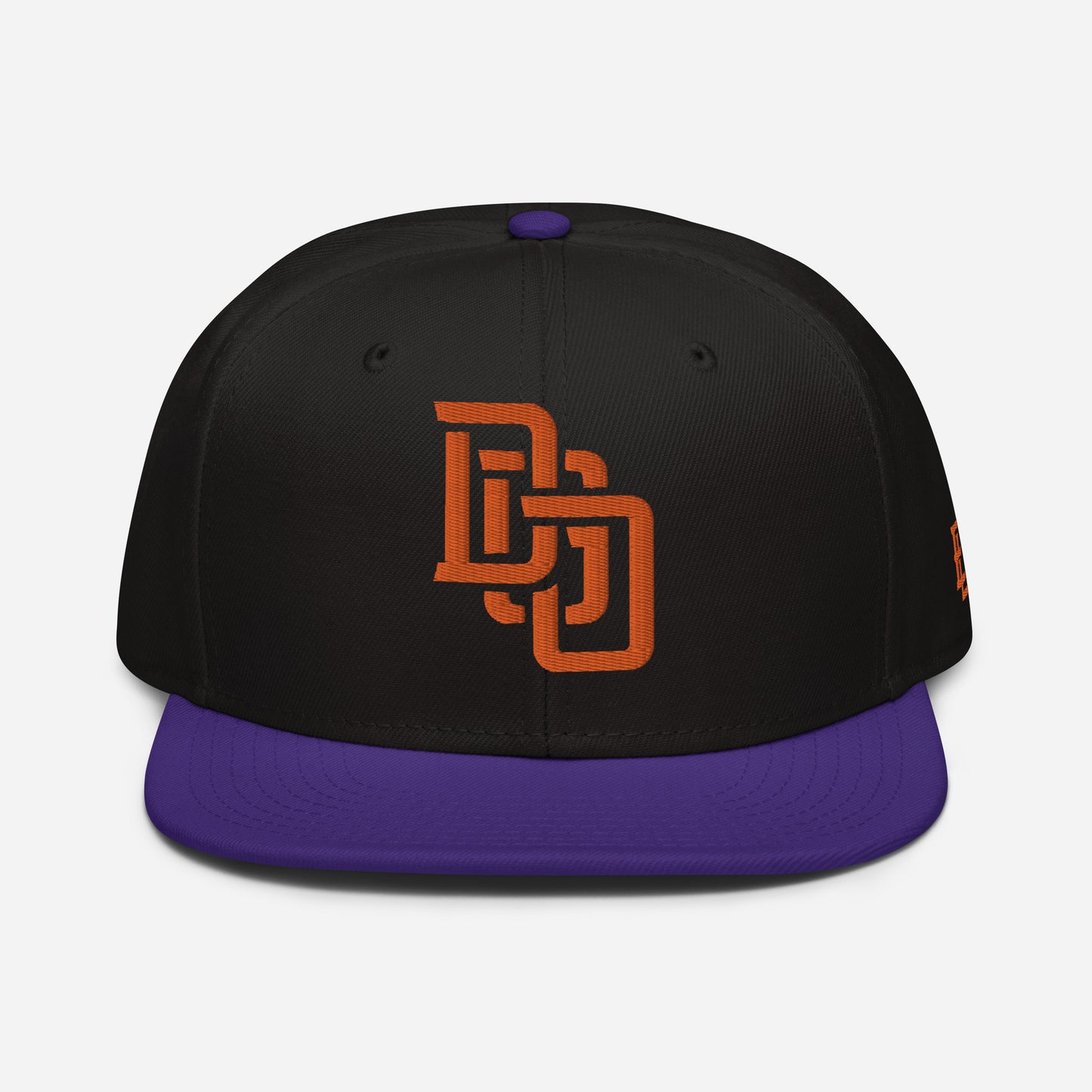 "DGO" Snapback | Otto Cap 125-978 | E Luna Brand ESSENTIAL Duocrest 2 Orange Thread Logos: Front & Left