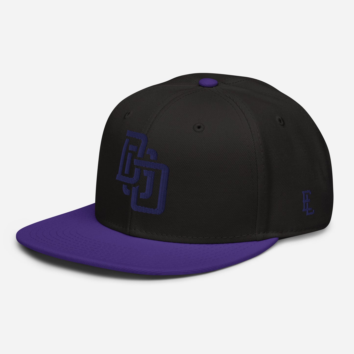 "DGO" Snapback | Otto Cap 125-978 | E Luna Brand ESSENTIAL Duocrest 2 Navy Thread Logos: Front & Left