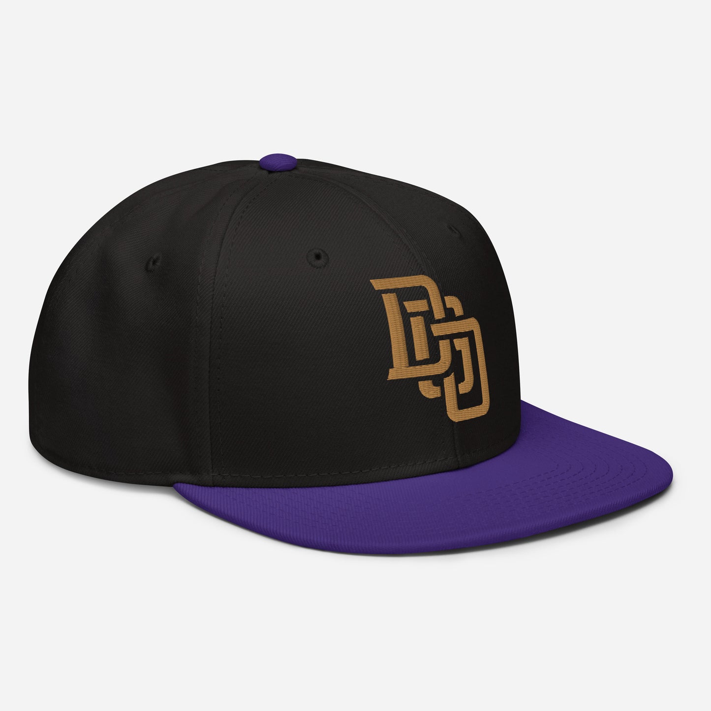 "DGO" Snapback | Otto Cap 125-978 | E Luna Brand ESSENTIAL Duocrest 2 Old Gold Thread Logos: Front & Left