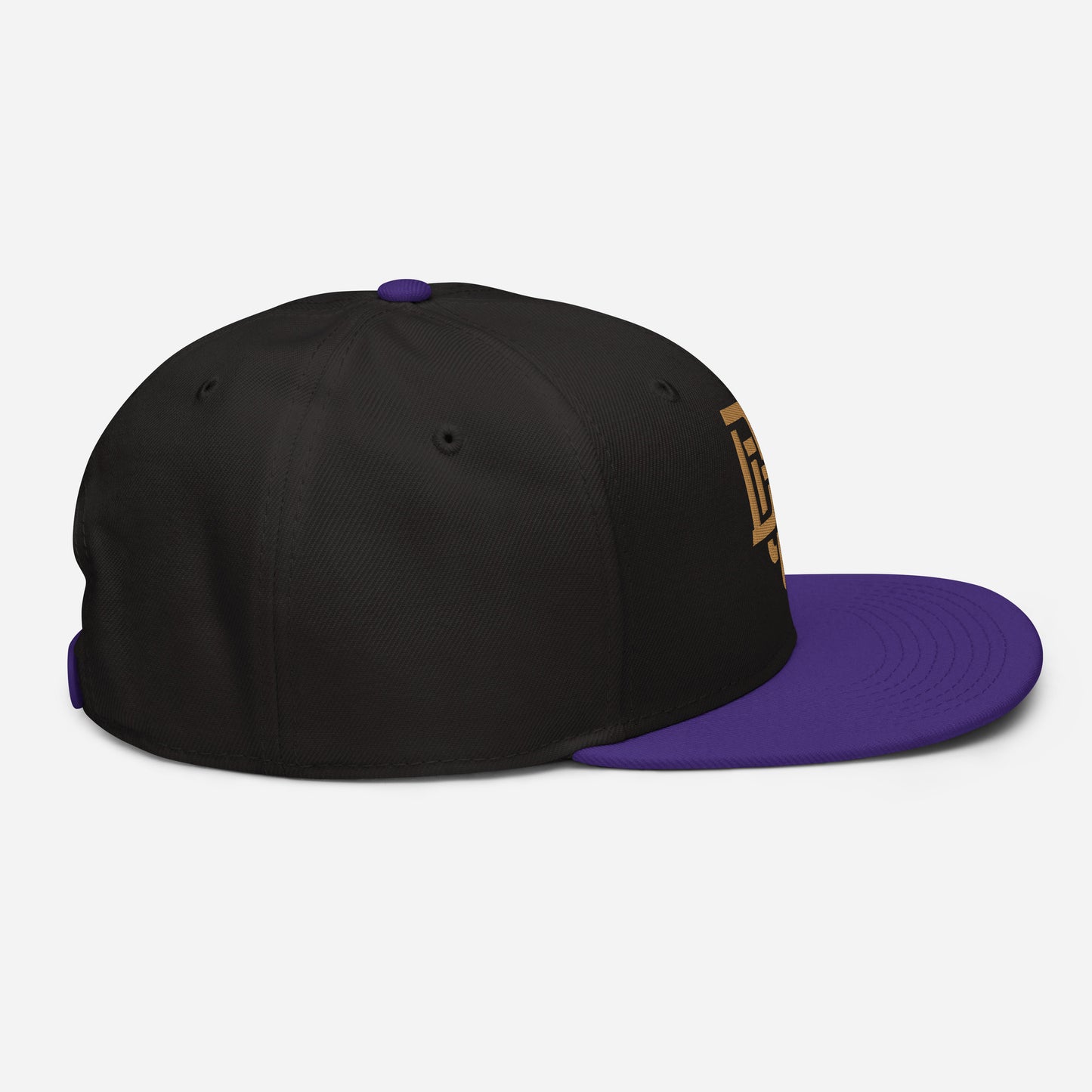 "DGO" Snapback | Otto Cap 125-978 | E Luna Brand ESSENTIAL Duocrest 2 Old Gold Thread Logos: Front & Left