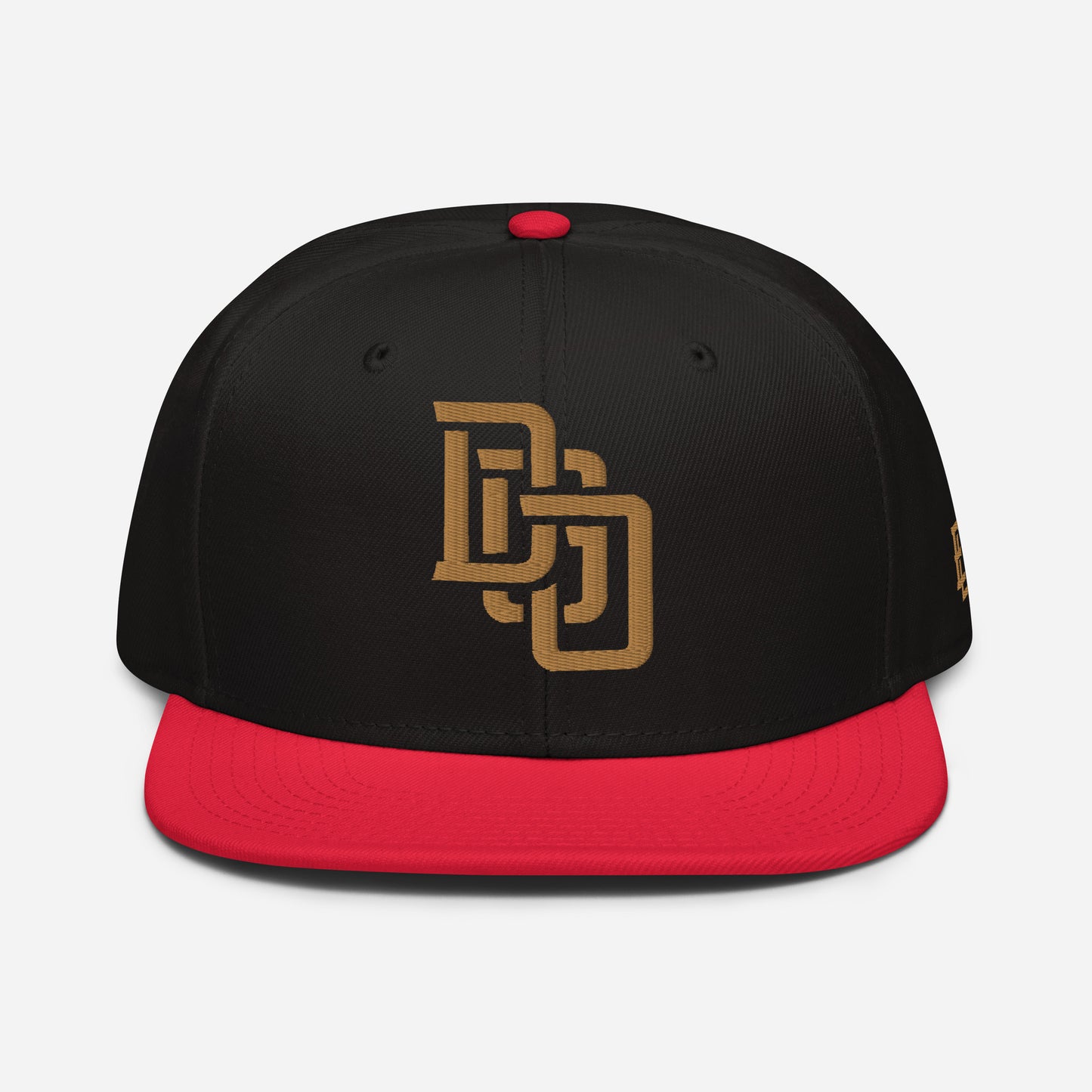 "DGO" Snapback | Otto Cap 125-978 | E Luna Brand ESSENTIAL Duocrest 2 Old Gold Thread Logos: Front & Left