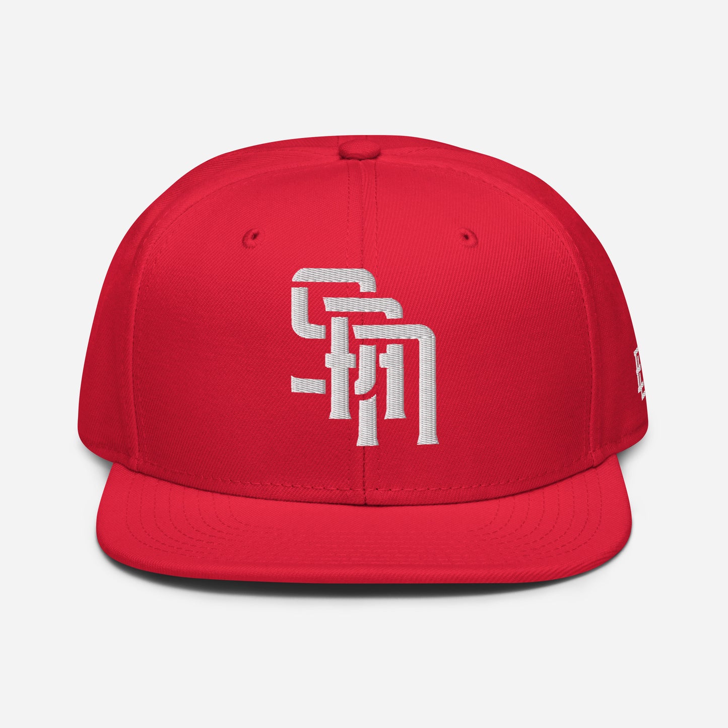"SAN" Snapback | Otto Cap 125-978 | E Luna Brand ESSENTIAL Duocrest 2 White Thread Logos: Front & Left