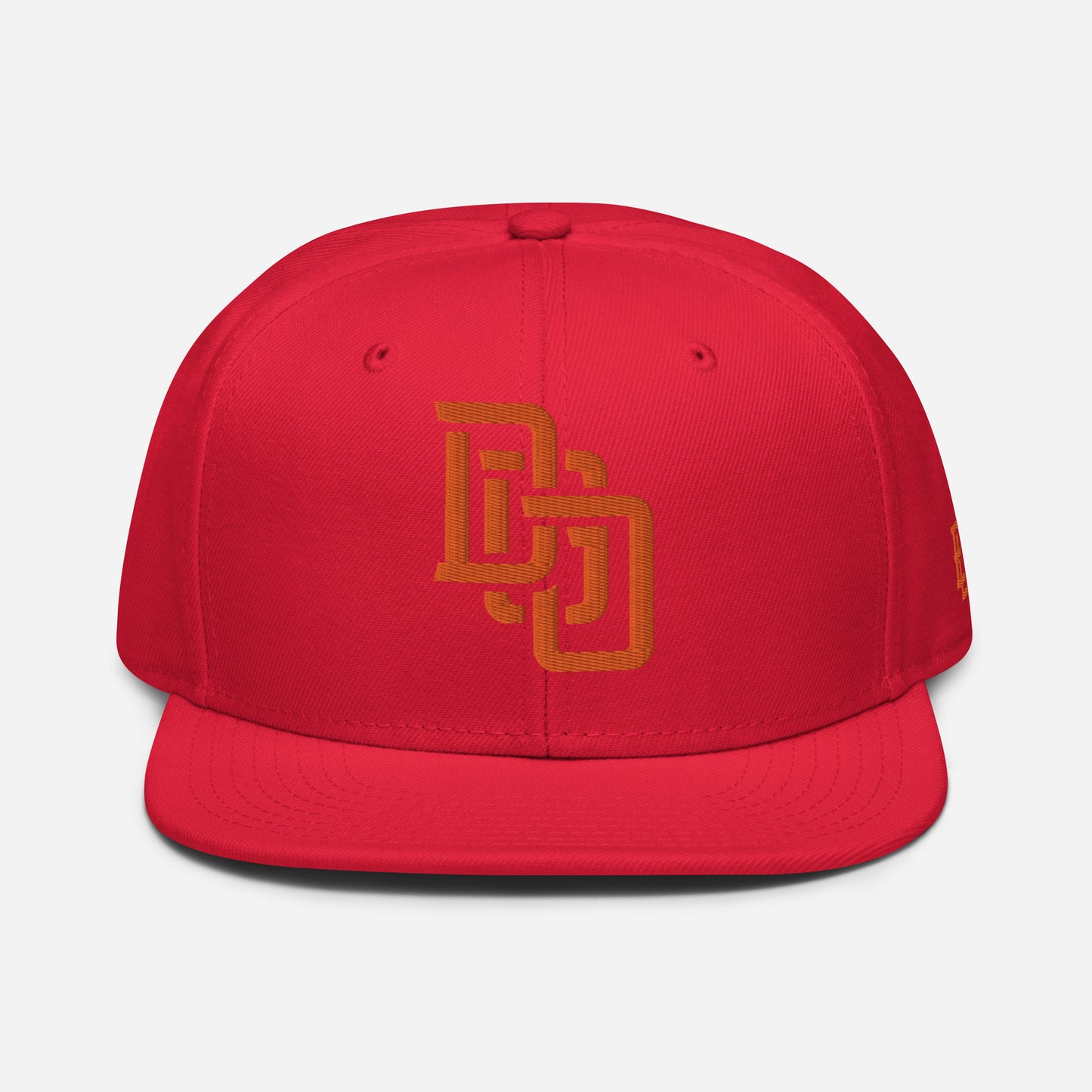 "DGO" Snapback | Otto Cap 125-978 | E Luna Brand ESSENTIAL Duocrest 2 Orange Thread Logos: Front & Left
