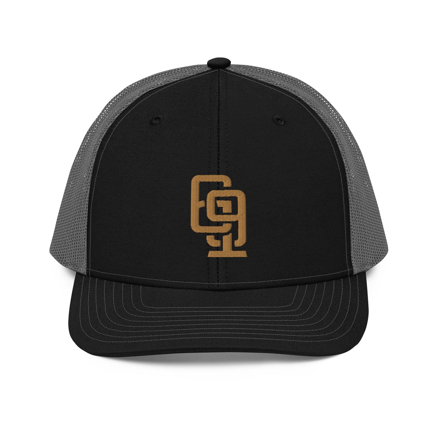 "619" Snapback Trucker Cap | Richardson 112 | E Luna CLASSIC Solocrest 1 Old Gold Thread Front Logo