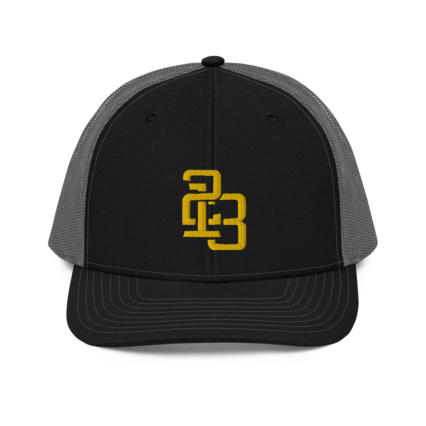 "213" Snapback Trucker Cap | Richardson 112 | E Luna CLASSIC Solocrest 1 Gold Thread Front Logo
