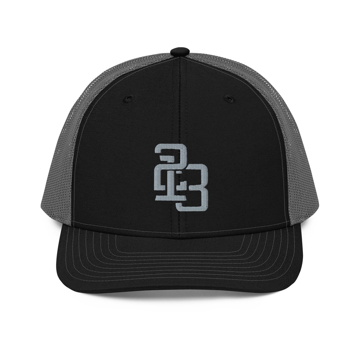 "213" Snapback Trucker Cap | Richardson 112 | E Luna CLASSIC Solocrest 1 Grey Thread Front Logo