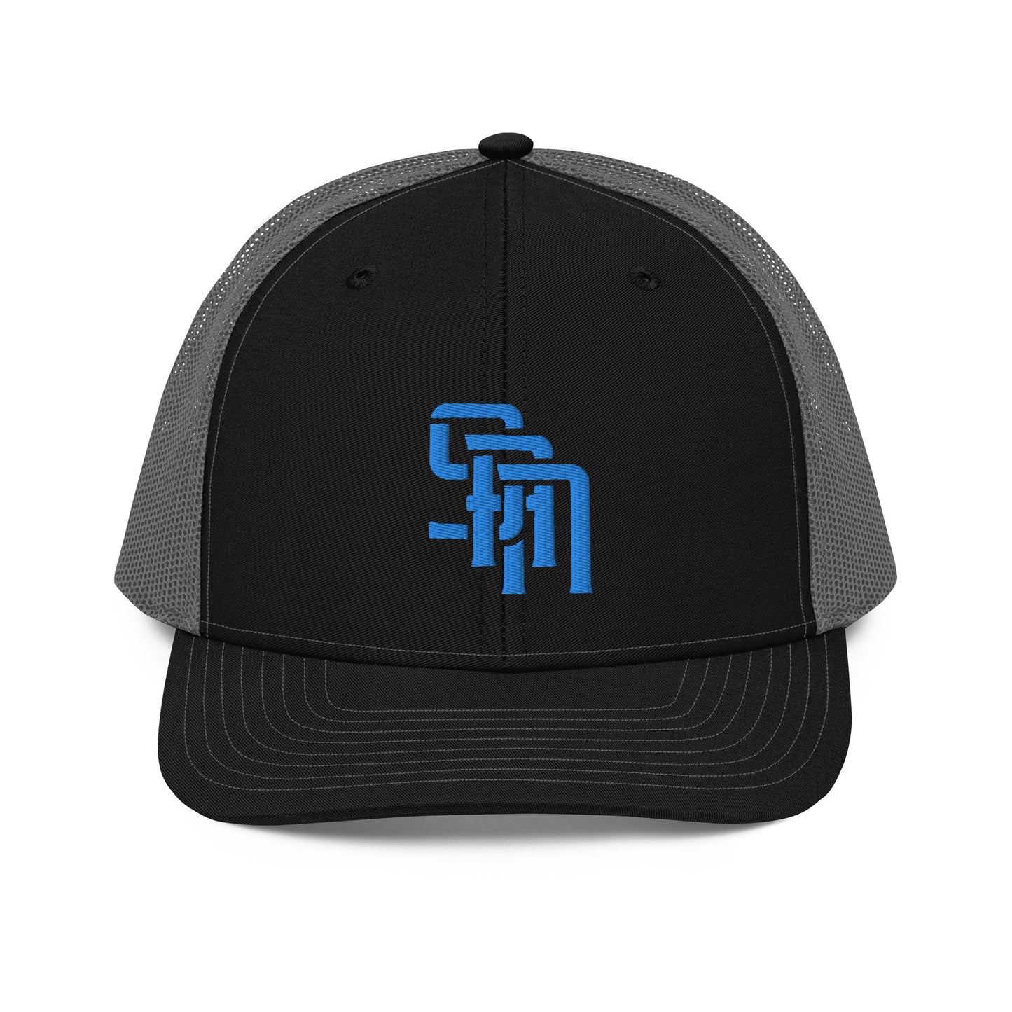 "SAN" Snapback Trucker Cap | Richardson 112 | E Luna Brand CLASSIC Solocrest 1 Aqua/Teal Thread Front Logo