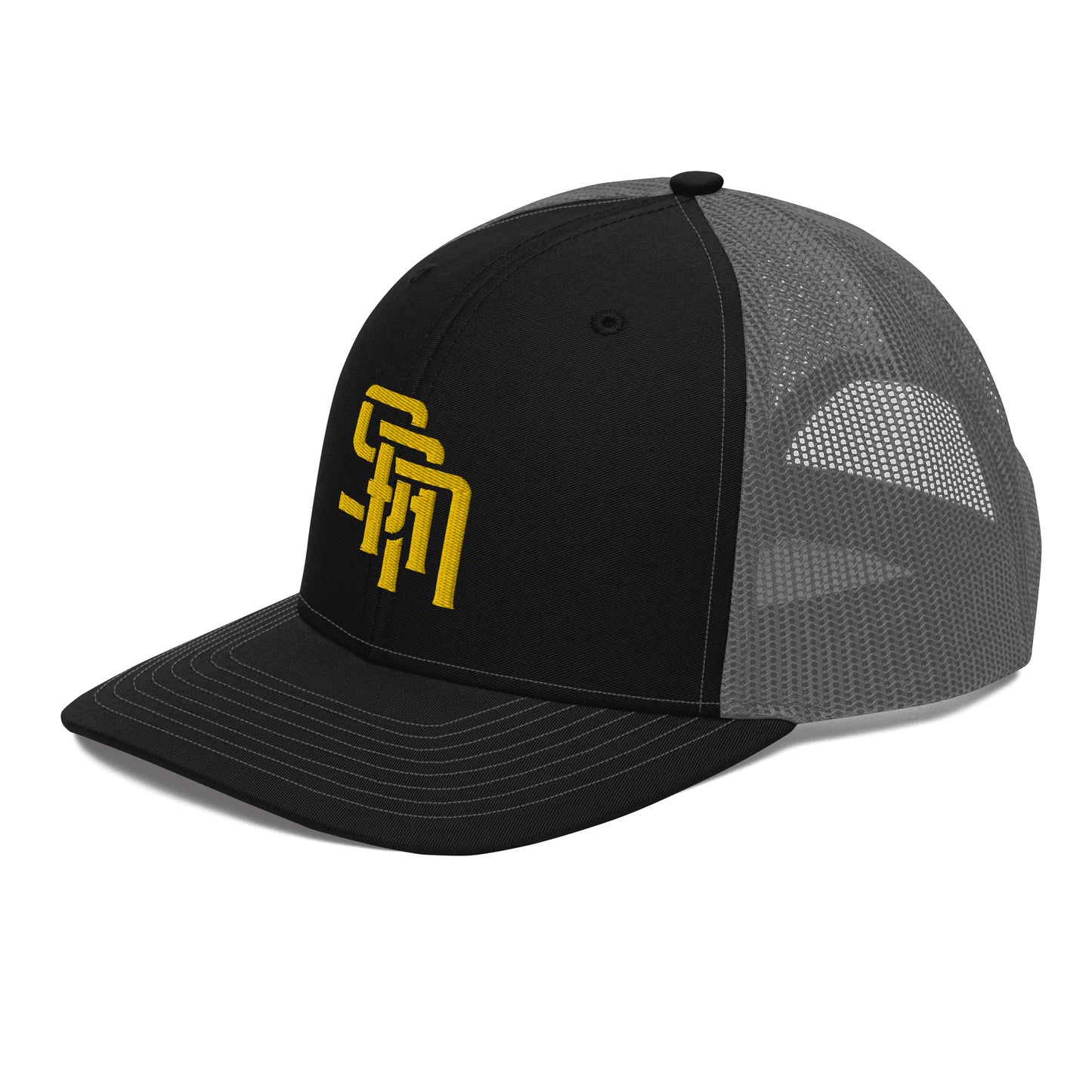 "SAN" Snapback Trucker Cap | Richardson 112 | E Luna Brand CLASSIC Solocrest 1 Gold Thread Front Logo