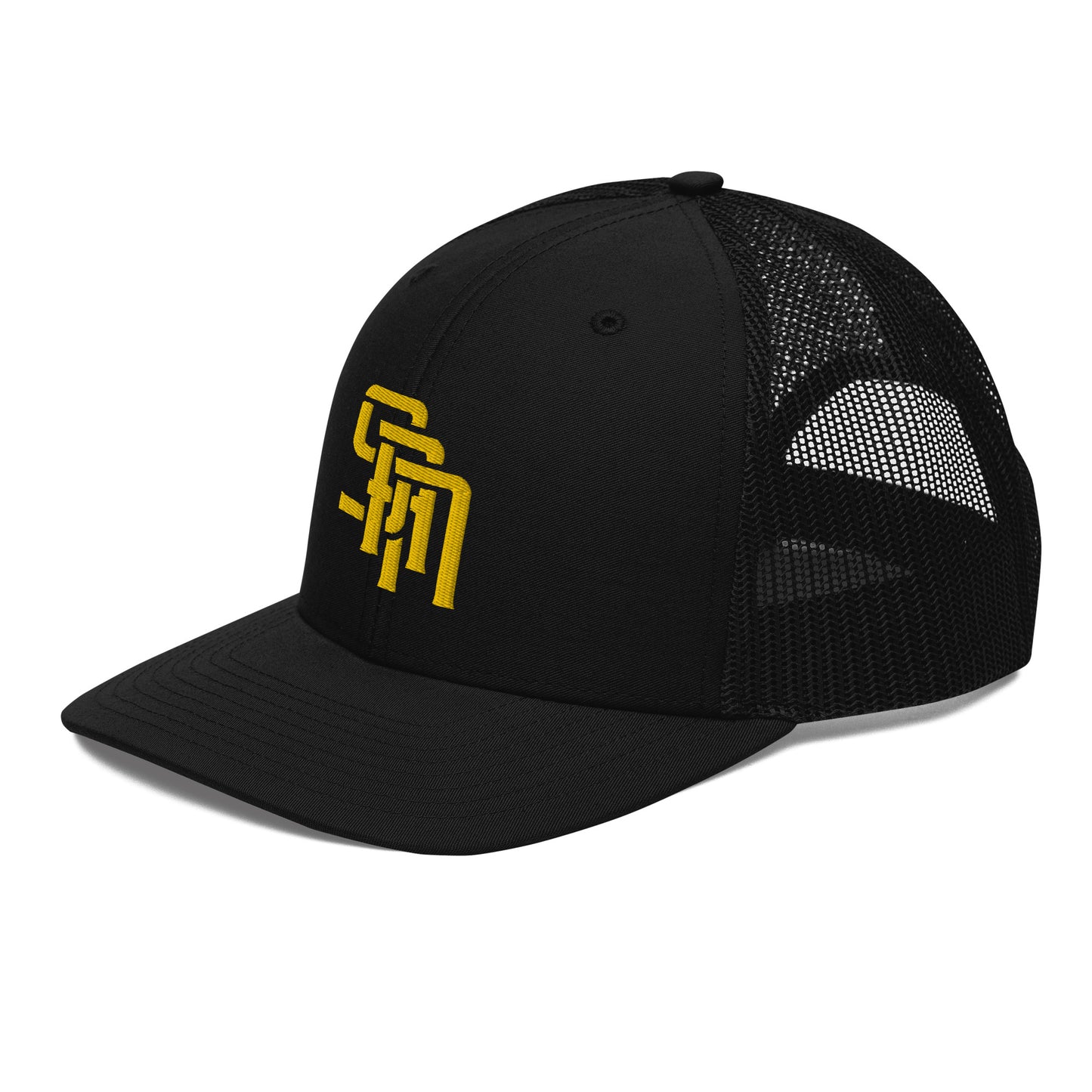 "SAN" Snapback Trucker Cap | Richardson 112 | E Luna Brand CLASSIC Solocrest 1 Gold Thread Front Logo