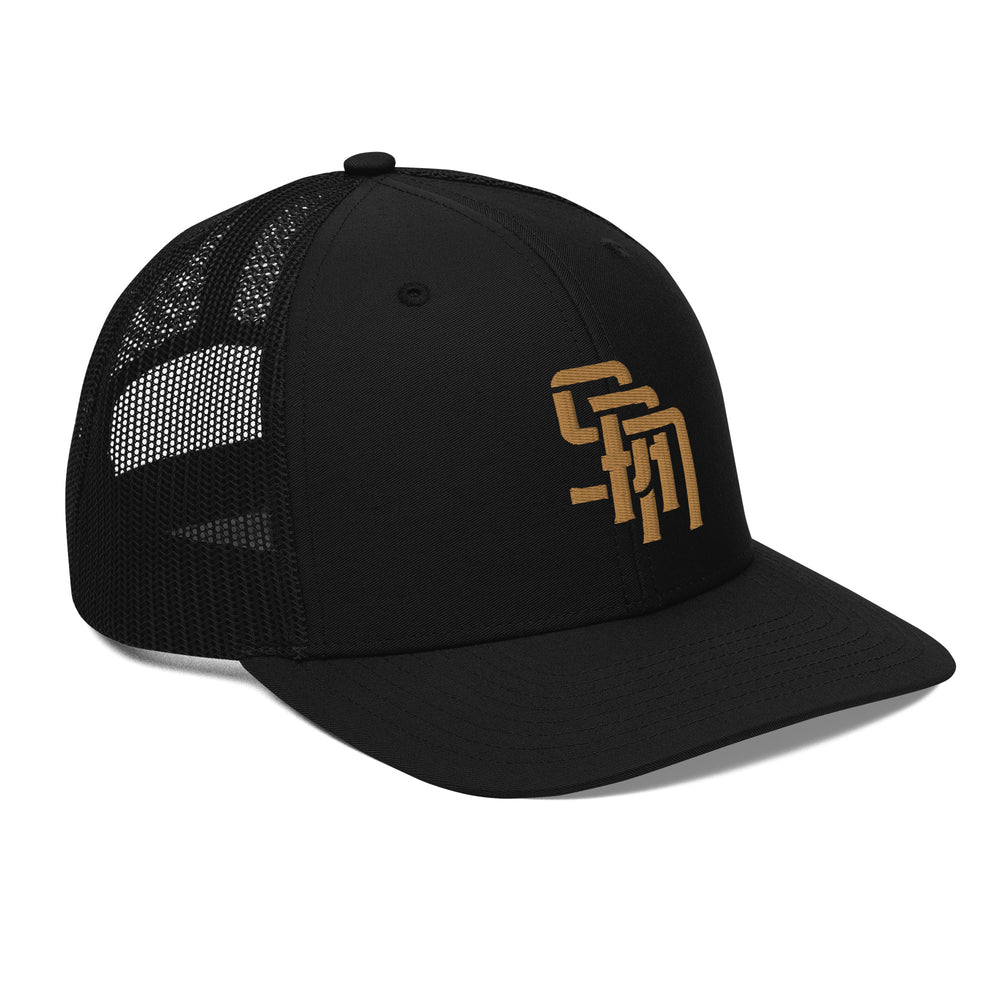 Gorra de camionero estilo "SAN" | E Luna Brand CORE | 1 Logotipo de Hilo Dorado Antiguo