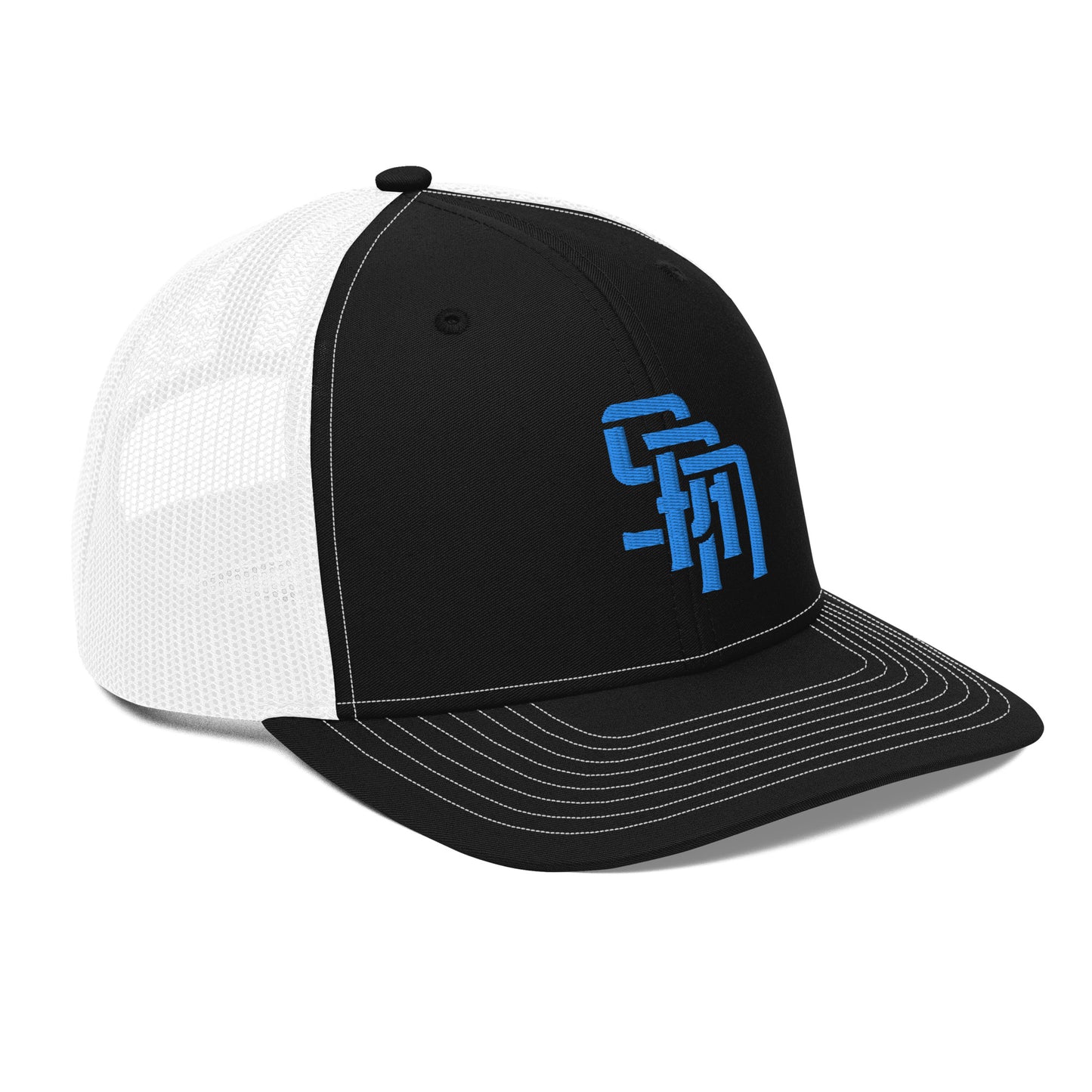 "SAN" Snapback Trucker Cap | Richardson 112 | E Luna Brand CLASSIC Solocrest 1 Aqua/Teal Thread Front Logo