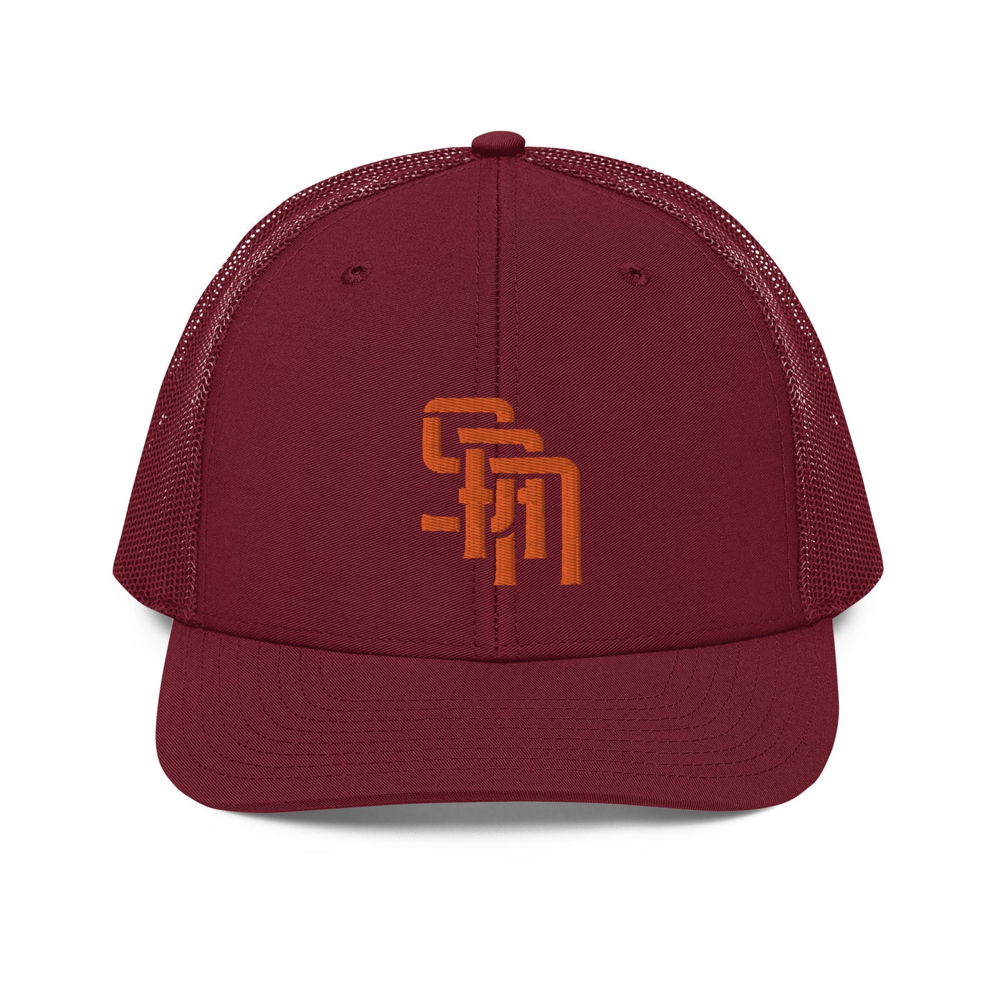 "SAN" Snapback Trucker Cap | Richardson 112 | E Luna Brand CLASSIC Solocrest 1 Orange Thread Front Logo