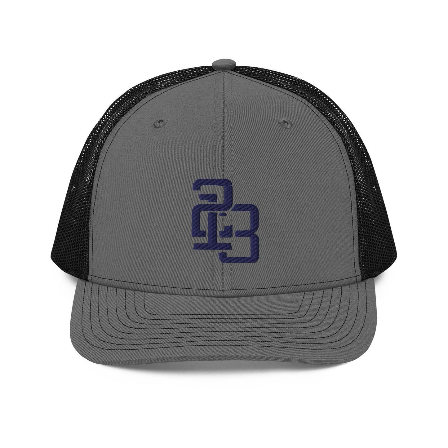 "213" Snapback Trucker Cap | Richardson 112 | E Luna CLASSIC Solocrest 1 Navy Thread Front Logo