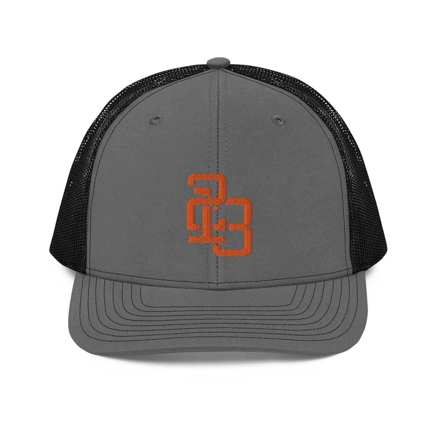 "213" Snapback Trucker Cap | Richardson 112 | E Luna CLASSIC Solocrest 1 Orange Thread Front Logo