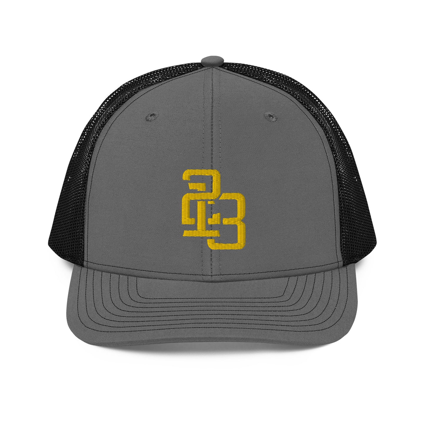 "213" Snapback Trucker Cap | Richardson 112 | E Luna CLASSIC Solocrest 1 Gold Thread Front Logo