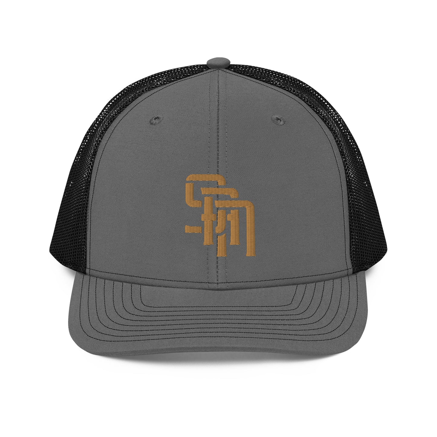 "SAN" Snapback Trucker Cap | Richardson 112 | E Luna Brand CLASSIC Solocrest 1 Old Gold Thread Front Logo