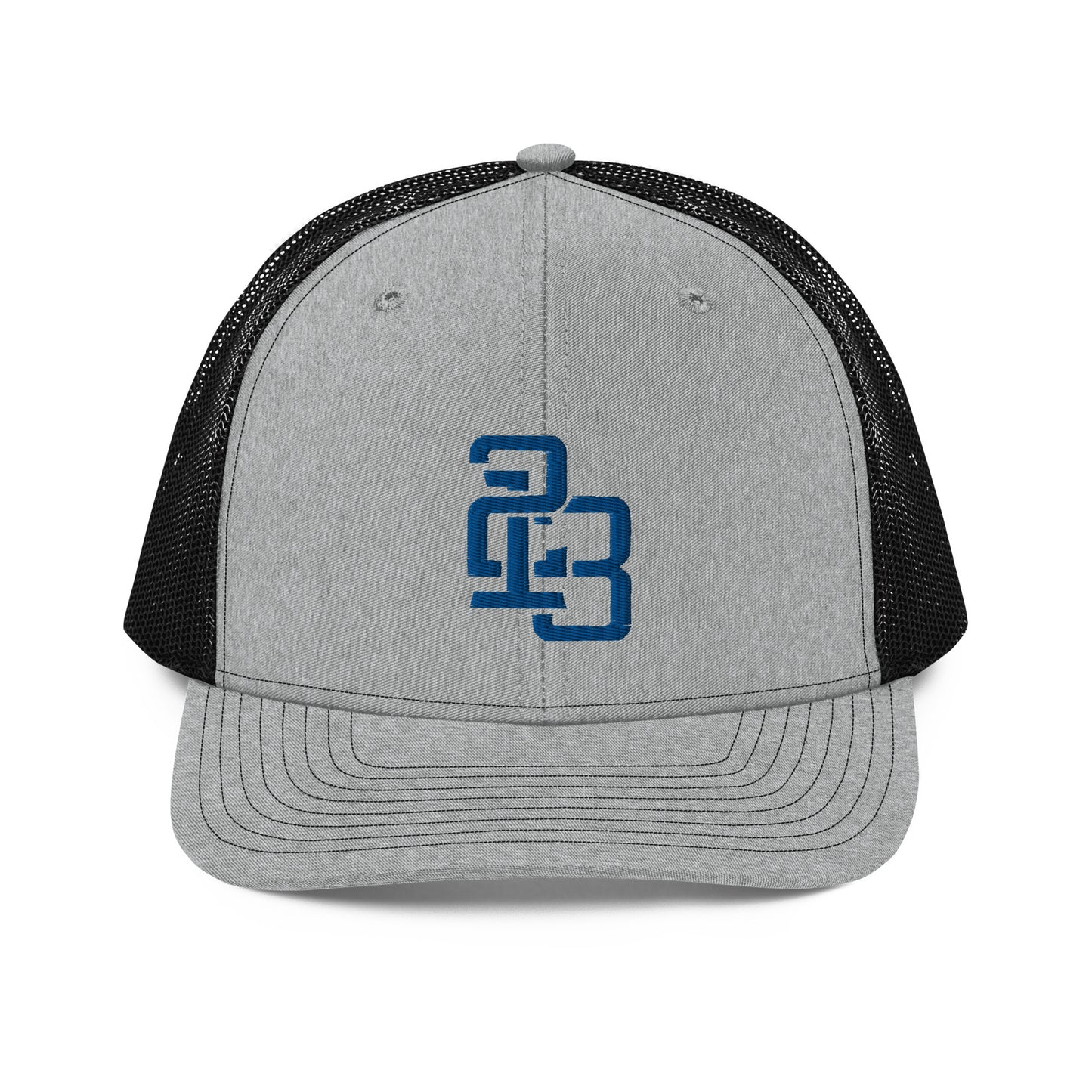 "213" Snapback Trucker Cap | Richardson 112 | E Luna CLASSIC Solocrest 1 Royal Thread Front Logo