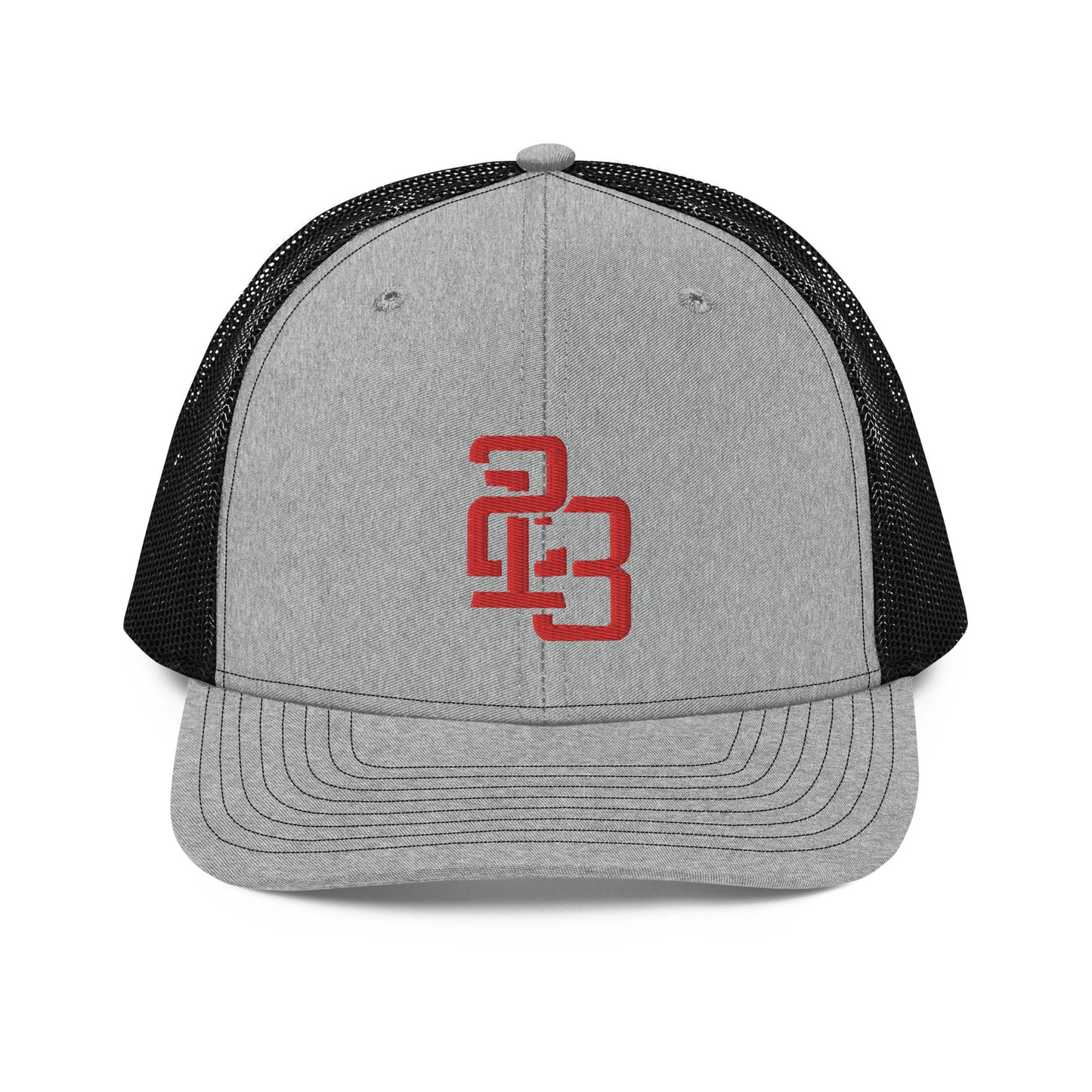"213" Snapback Trucker Cap | Richardson 112 | E Luna CLASSIC Solocrest 1 Red Thread Front Logo