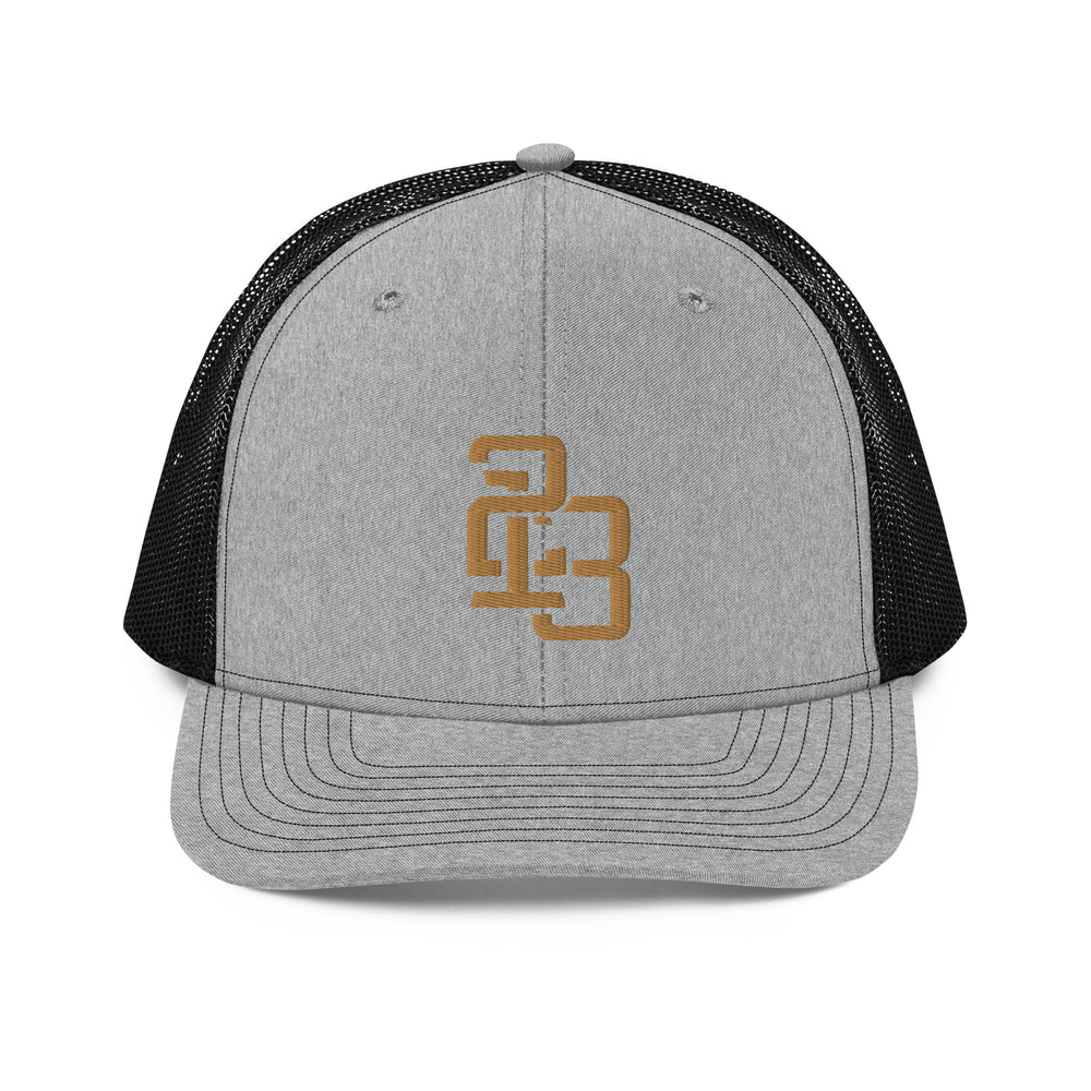 "213" Snapback Trucker Cap | Richardson 112 | E Luna CLASSIC Solocrest 1 Old Gold Thread Front Logo