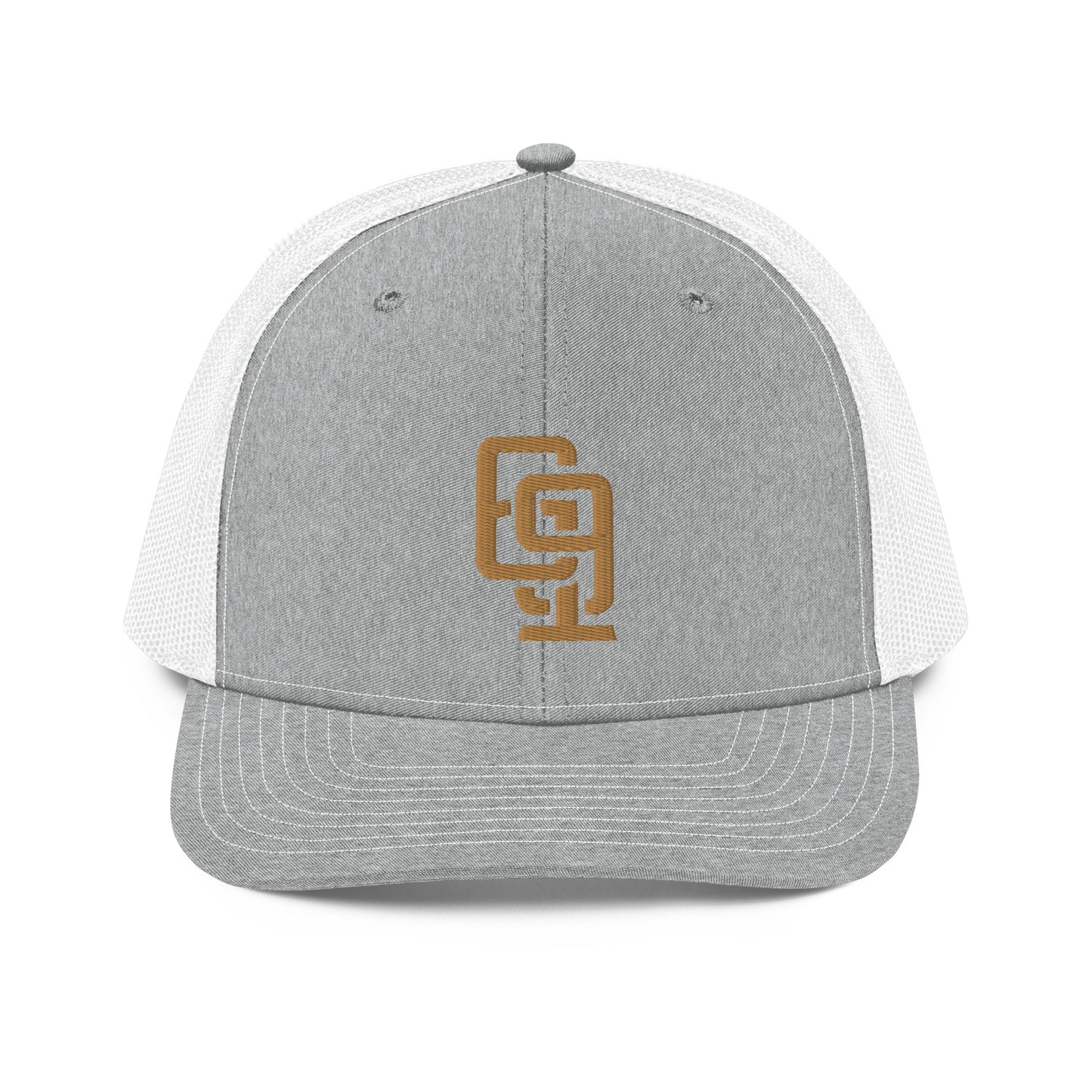 "619" Snapback Trucker Cap | Richardson 112 | E Luna CLASSIC Solocrest 1 Old Gold Thread Front Logo