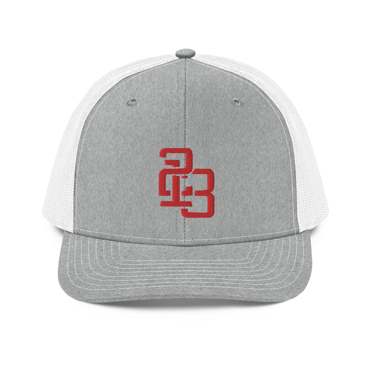 "213" Snapback Trucker Cap | Richardson 112 | E Luna CLASSIC Solocrest 1 Red Thread Front Logo