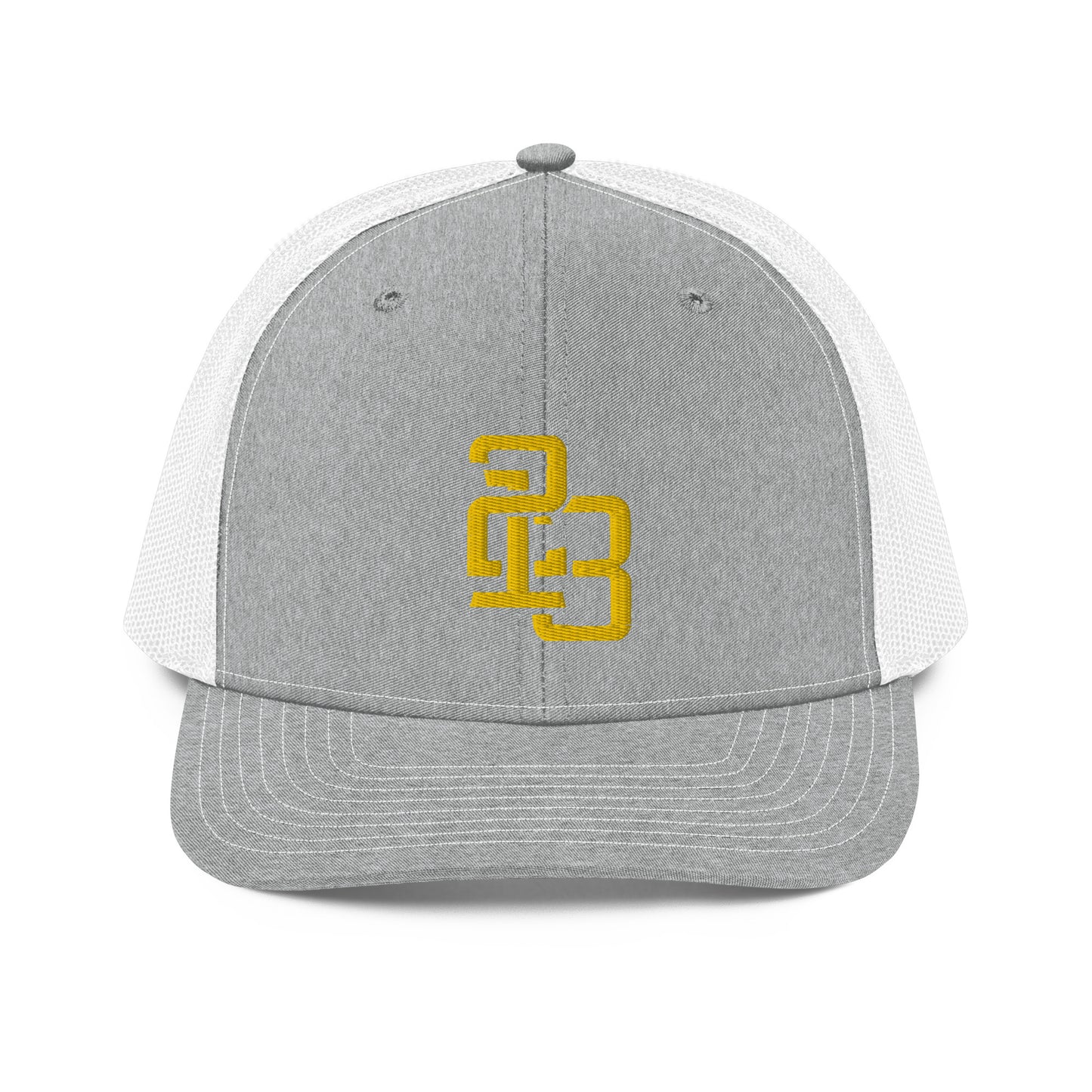 "213" Snapback Trucker Cap | Richardson 112 | E Luna CLASSIC Solocrest 1 Gold Thread Front Logo