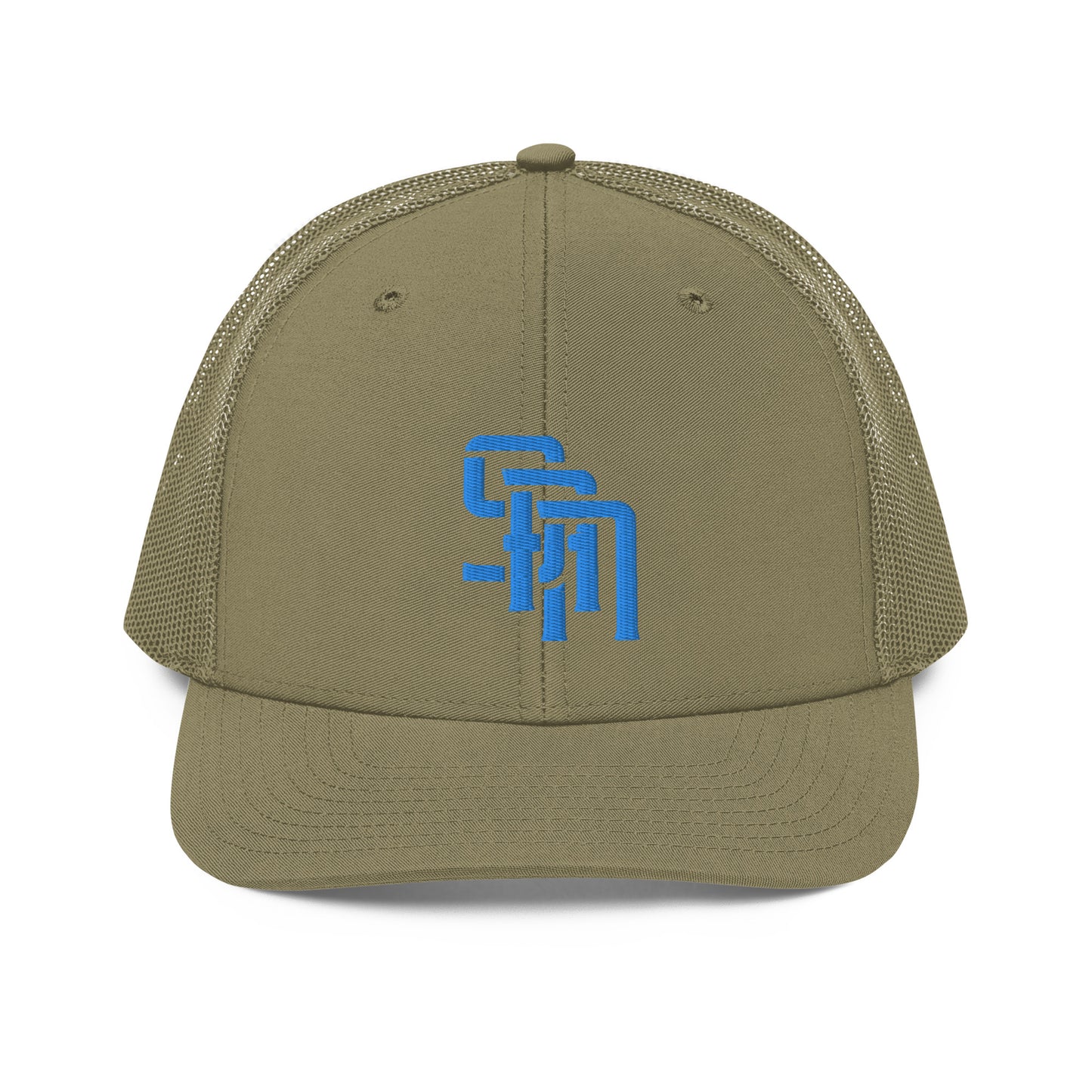 "SAN" Snapback Trucker Cap | Richardson 112 | E Luna Brand CLASSIC Solocrest 1 Aqua/Teal Thread Front Logo