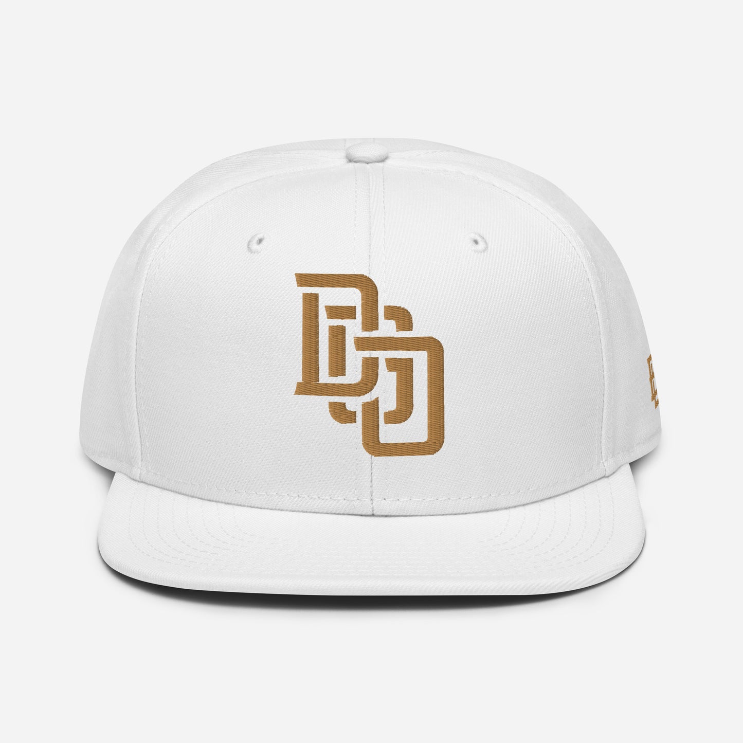 "DGO" Snapback | Otto Cap 125-978 | E Luna Brand ESSENTIAL Duocrest 2 Old Gold Thread Logos: Front & Left