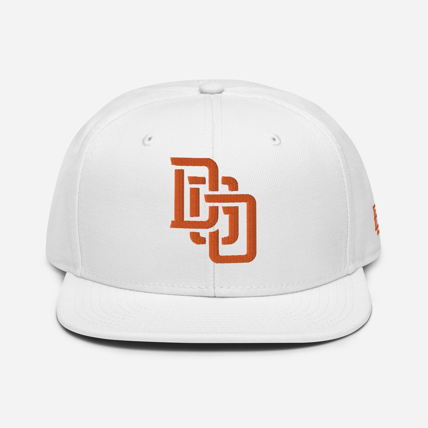 "DGO" Snapback | Otto Cap 125-978 | E Luna Brand ESSENTIAL Duocrest 2 Orange Thread Logos: Front & Left