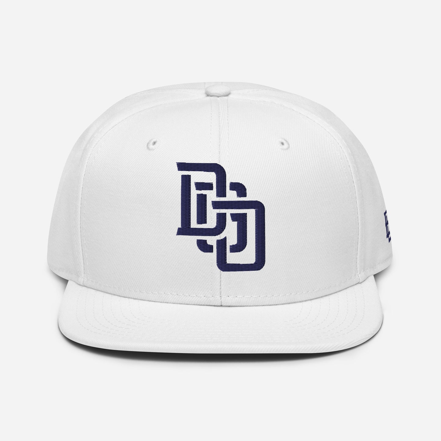 "DGO" Snapback | Otto Cap 125-978 | E Luna Brand ESSENTIAL Duocrest 2 Navy Thread Logos: Front & Left
