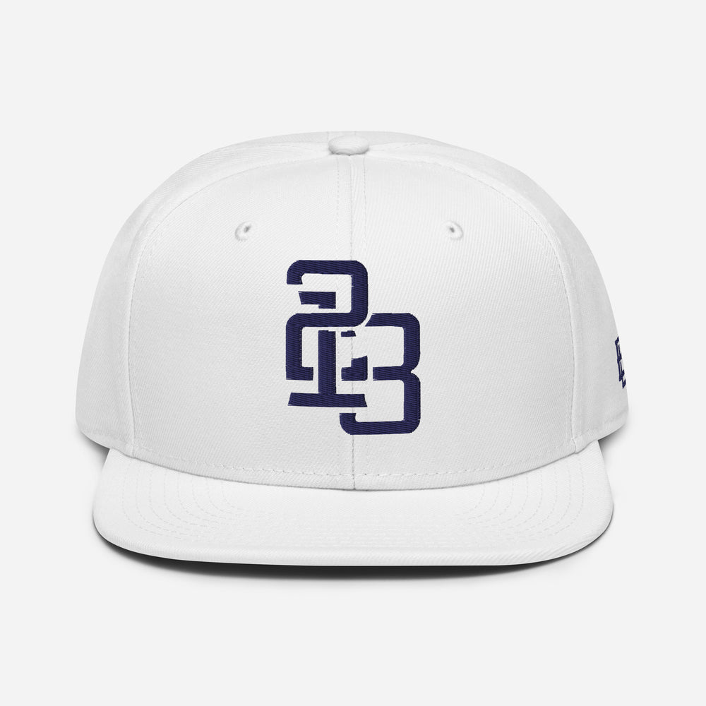Gorra "213" Snapback | Otto Cap 125-978 | E Luna SELECT Tricrest 3 Logotipos delantero, lateral izquierdo y trasero en azul marino