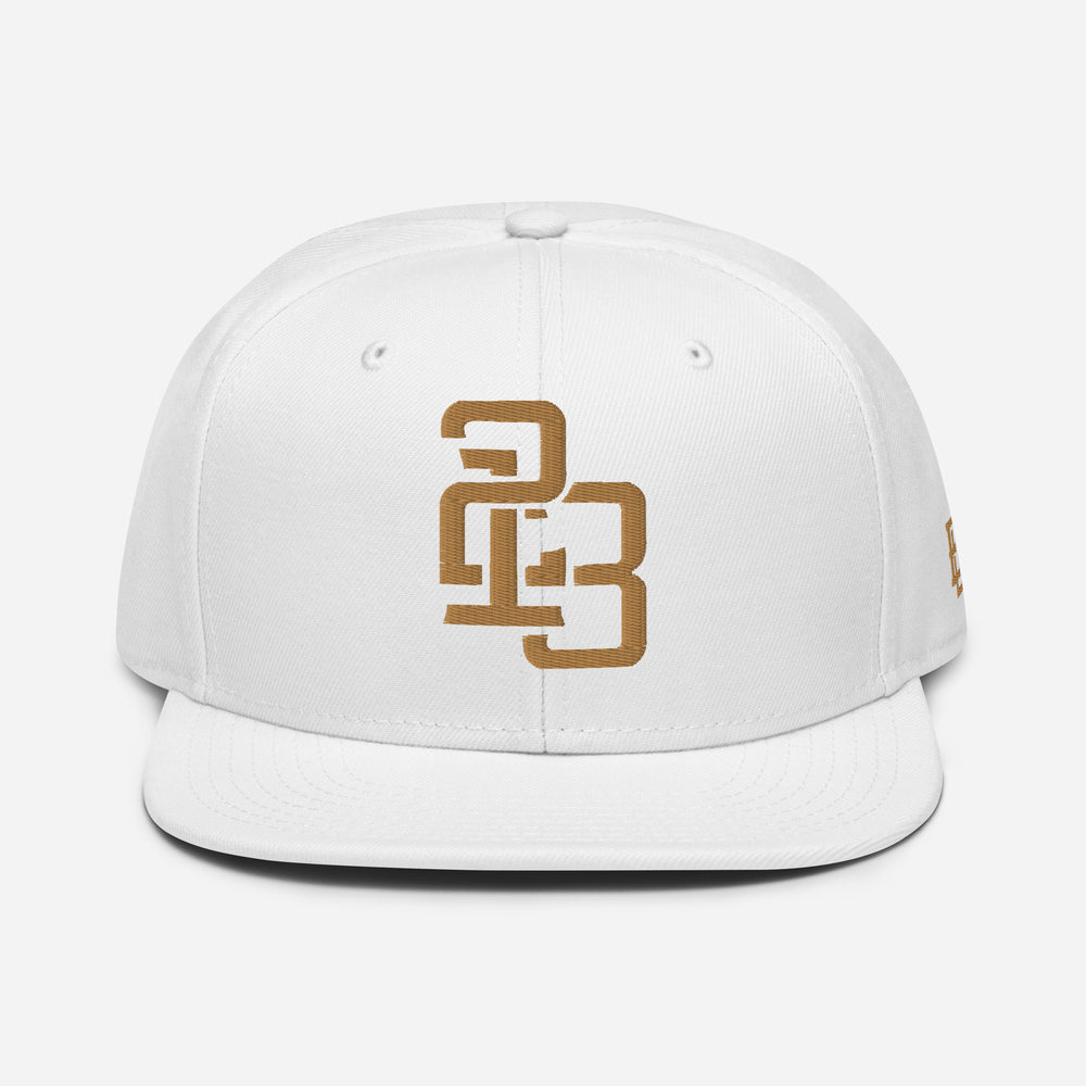 Boné "213" Snapback | Otto Cap 125-978 | E Luna SELECT Tricrest 3 Fios de Ouro Velho Frente, Lado Esquerdo e Logotipos Traseiros