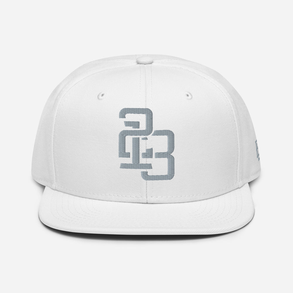 "213" Snapback | Otto Cap 125-978 | E Luna ESSENTIAL Duocrest 2 Grey Thread Front & Left Side Logos