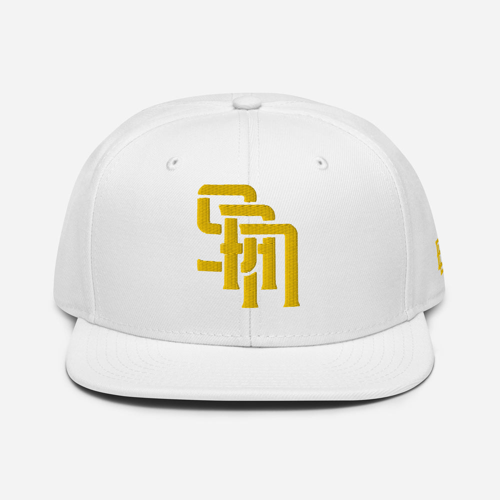 Boné "SAN" Snapback | E Luna Brand SELECT | 3 Logotipos com Fios Dourados | Edição 3D Puff