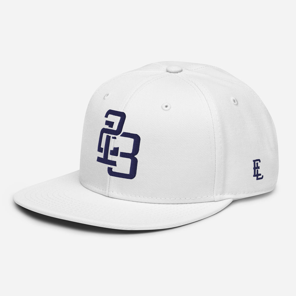 Gorra "213" Snapback | Otto Cap 125-978 | E Luna SELECT Tricrest 3 Logotipos delantero, lateral izquierdo y trasero en azul marino