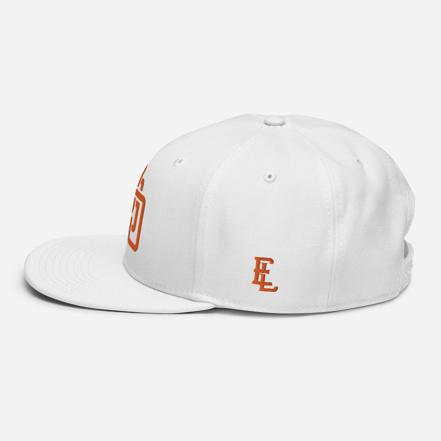 "DGO" Snapback | Otto Cap 125-978 | E Luna Brand ESSENTIAL Duocrest 2 Orange Thread Logos: Front & Left