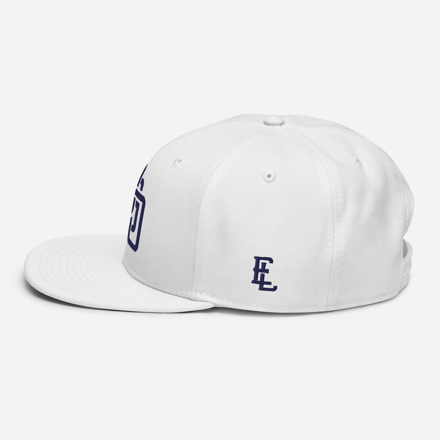 "DGO" Snapback | Otto Cap 125-978 | E Luna Brand ESSENTIAL Duocrest 2 Navy Thread Logos: Front & Left