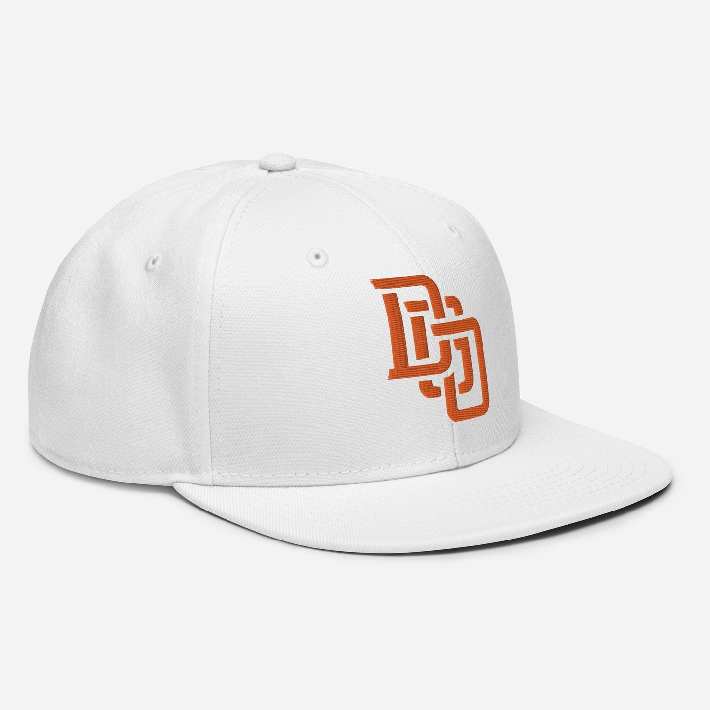 "DGO" Snapback | Otto Cap 125-978 | E Luna Brand ESSENTIAL Duocrest 2 Orange Thread Logos: Front & Left