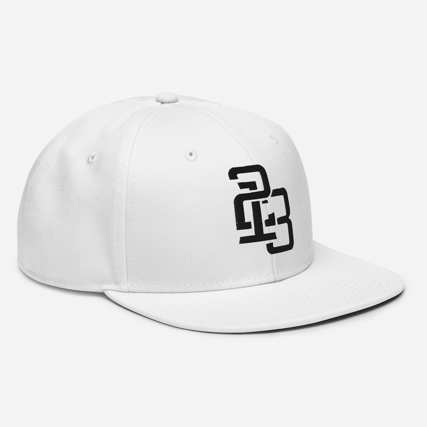 "213" Snapback | Otto Cap 125-978 | E Luna SELECT Tricrest 3 Black Thread Front, Left Side & Back Logos