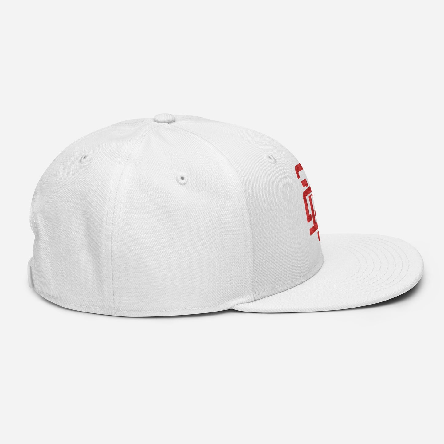 "213" Snapback | Otto Cap 125-978 | E Luna ESSENTIAL Duocrest 2 Red Thread Front & Left Side Logos